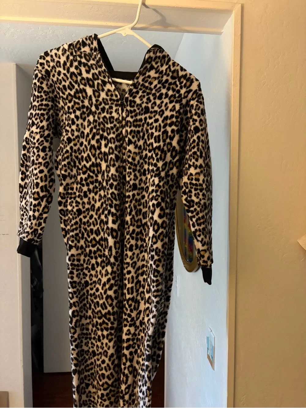 The Children's Place Girls' Leopard Print Fleece Onesie - Black, White, Tan